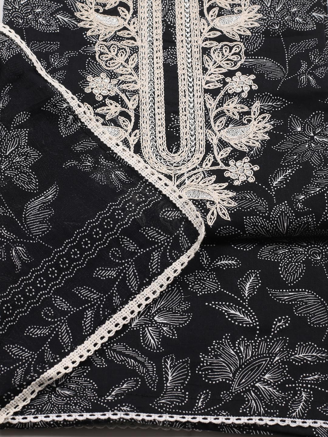 Printed Cotton Blend Unstitched Suit Piece With Dupatta