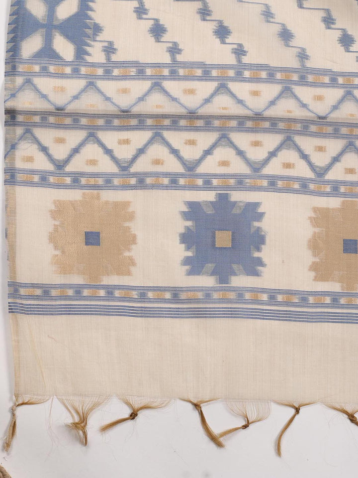 Printed Chanderi Unstitched Suit Piece With Dupatta
