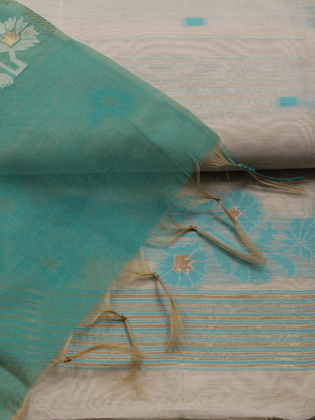 Jamdani Work Chanderi Unstitched Suit Piece With Dupatta