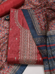 Neck Embroidery Tussar Unstitched Suit Piece With Dupatta