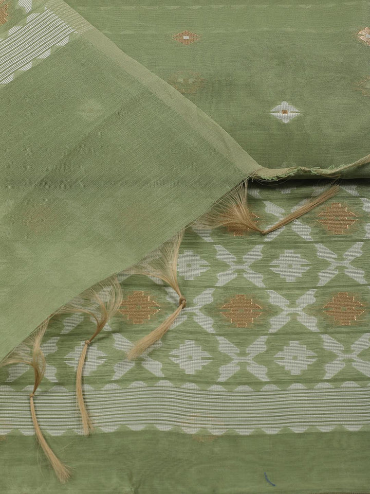 Jamdani Chanderi Unstitched Suit Piece With Dupatta