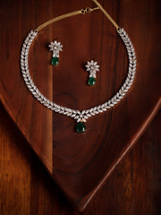 Golden AD Necklace Set With Earrings