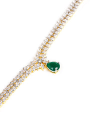 Golden AD Necklace Set With Earrings