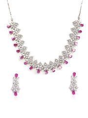 Silver AD Necklace Set With Earrings
