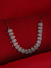 Silver AD Necklace Set With Earrings