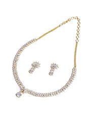 Golden AD Necklace Set With Earrings