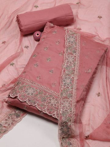 Ghera With Booti Embroidery Cotton Unstitched Suit Piece With Dupatta