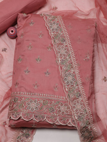 Ghera With Booti Embroidery Cotton Unstitched Suit Piece With Dupatta