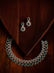 Golden AD Necklace Set With Earrings