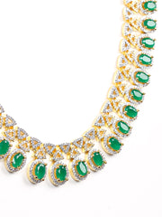Golden AD Necklace Set With Earrings