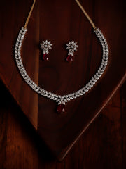 Golden AD Necklace Set With Earrings