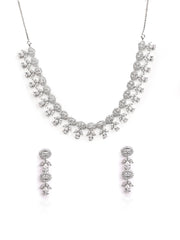 SIlver AD Necklace Set With Earrings