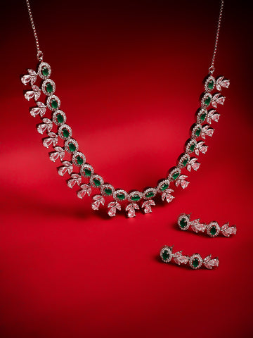 SIlver AD Necklace Set With Earrings