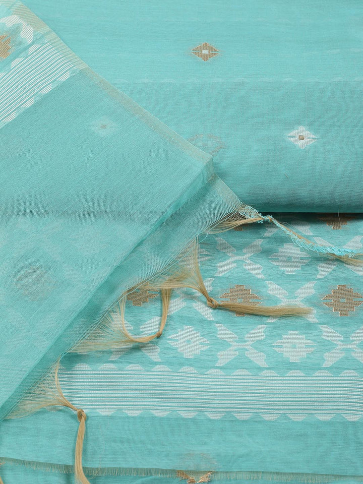 Jamdani Chanderi Unstitched Suit Piece With Dupatta