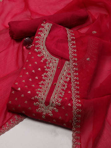 Woven Chanderi Unstitched Suit Piece With Dupatta