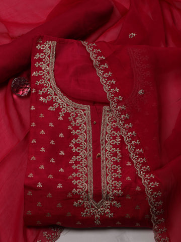 Woven Chanderi Unstitched Suit Piece With Dupatta