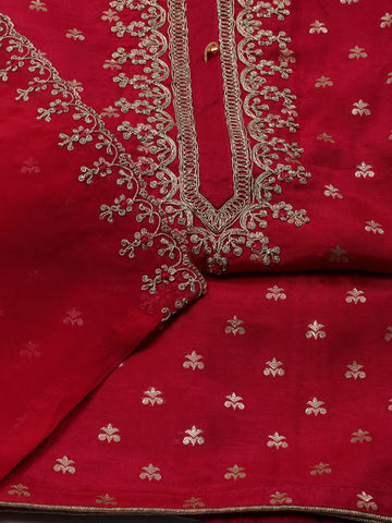 Woven Chanderi Unstitched Suit Piece With Dupatta