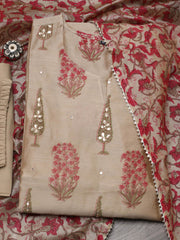 Floral Printed Chanderi Kurta With Pants & Dupatta