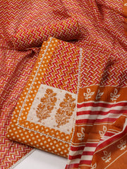 Printed Cotton Unstitched Suit Piece With Dupatta