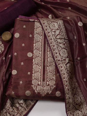 Woven Tissue Unstitched Suit Piece With Dupatta