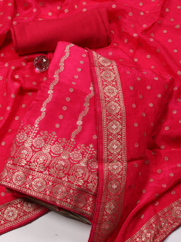 Woven Chanderi Unstitched Suit Piece With Dupatta