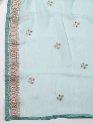 All Over Embroidery Organza Unstitched Suit Piece With Dupatta