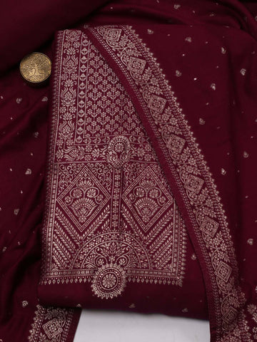 Woven Pashmina Unstitched Suit Piece With Dupatta