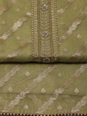 Neck Patti Woven Tissue Unstitched Suit Piece With Dupatta