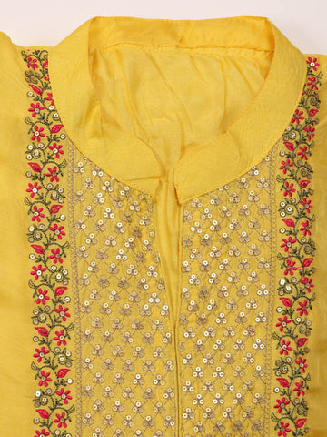 Embroidered Chanderi Suit Piece With Chanderi Banarasi Dupatta