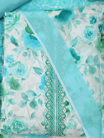 Floral Printed Unstitched Suit Piece With Dupatta