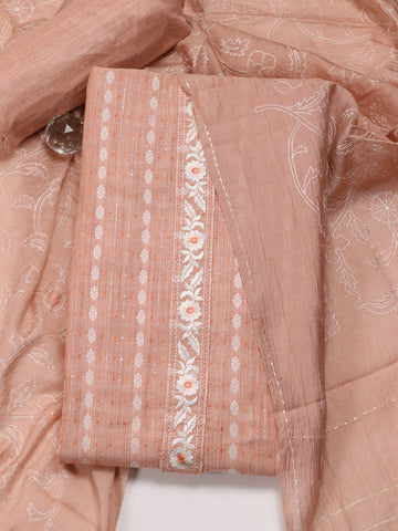 Neck Patti Cotton Unstitched Suit Piece With Dupatta