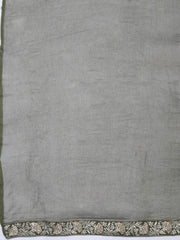 Embroidered Chanderi Unstitched Suit With Pant & Dupatta