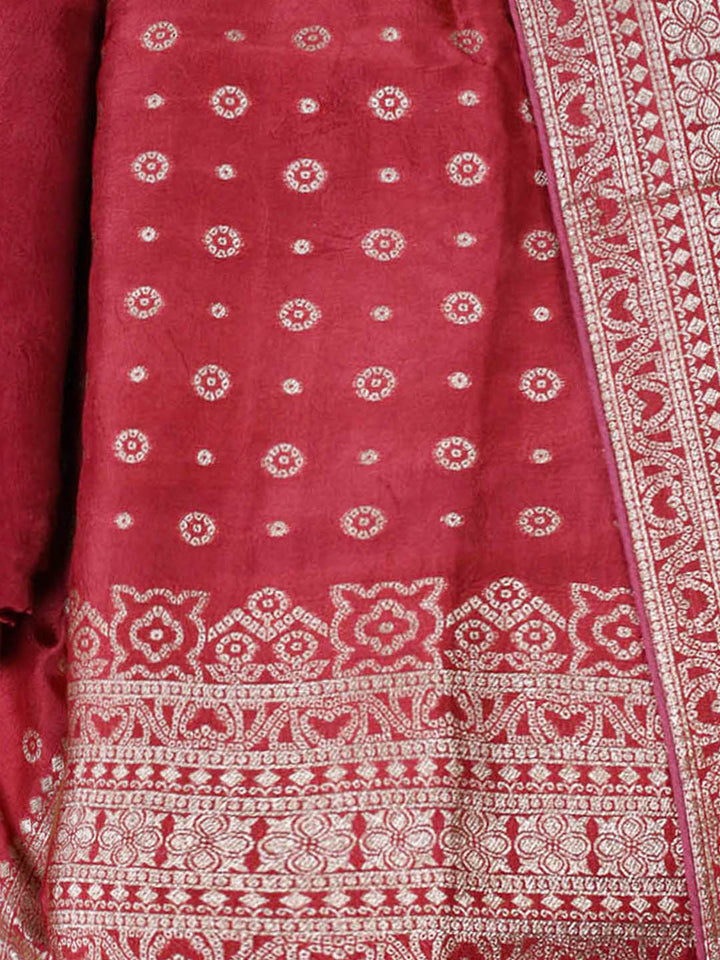 Embroidered Art Silk Unstitched Suit Piece With Dupatta