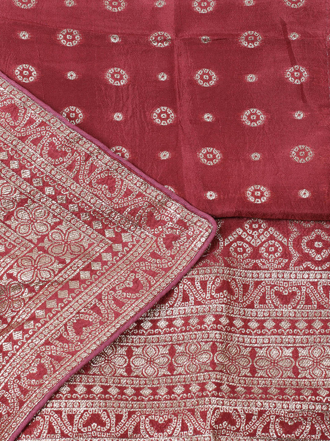 Embroidered Art Silk Unstitched Suit Piece With Dupatta
