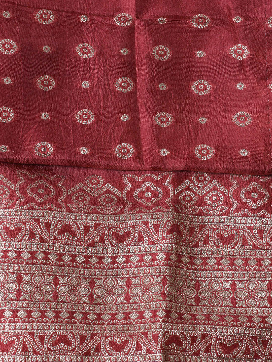 Embroidered Art Silk Unstitched Suit Piece With Dupatta