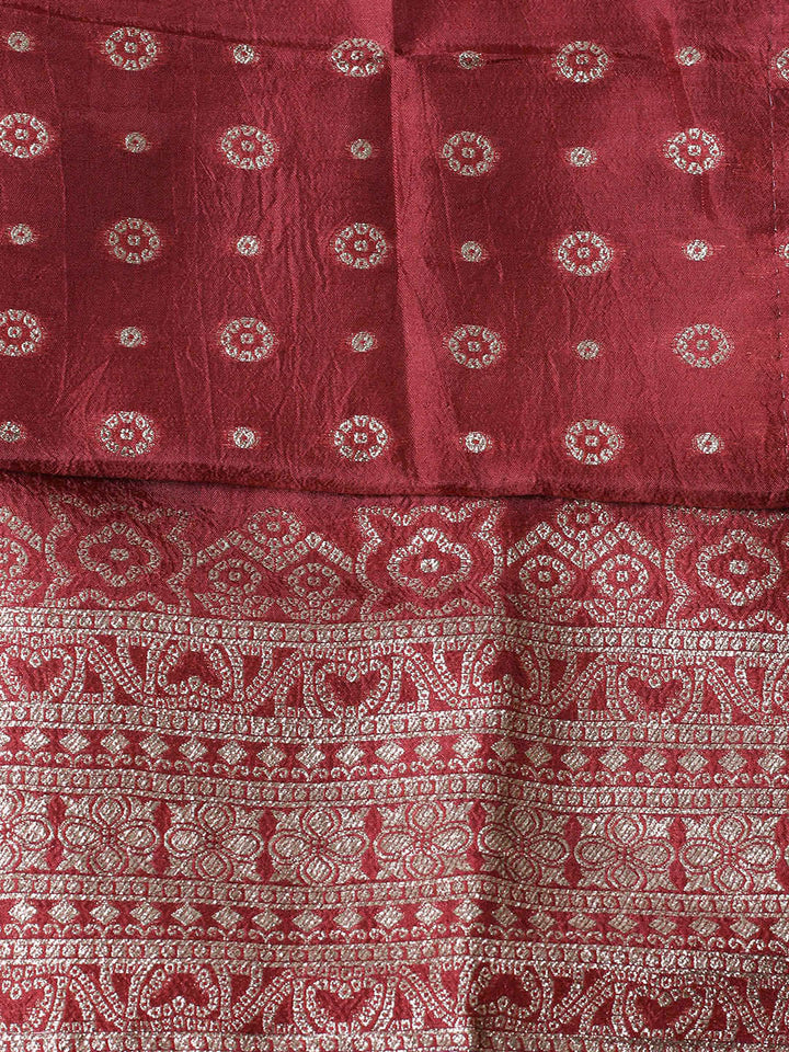 Embroidered Art Silk Unstitched Suit Piece With Dupatta