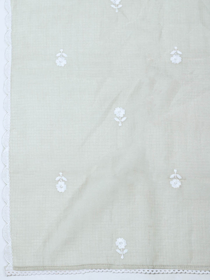 Neck Embroidered Cotton Blend Unstitched Suit With Dupatta