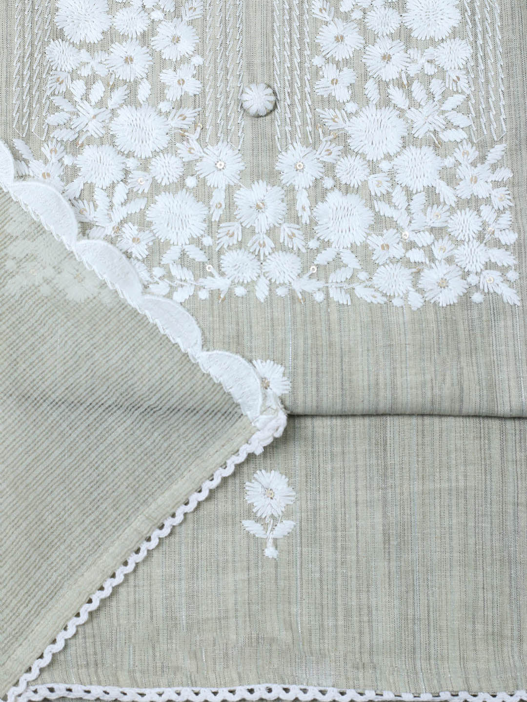 Neck Embroidered Cotton Blend Unstitched Suit With Dupatta