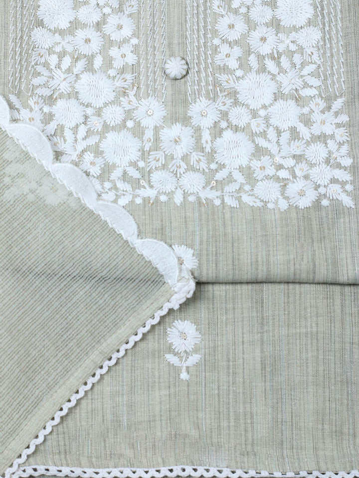Neck Embroidered Cotton Blend Unstitched Suit With Dupatta