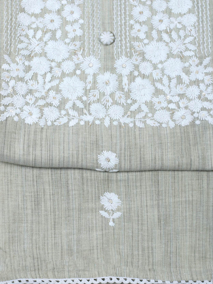 Neck Embroidered Cotton Blend Unstitched Suit With Dupatta