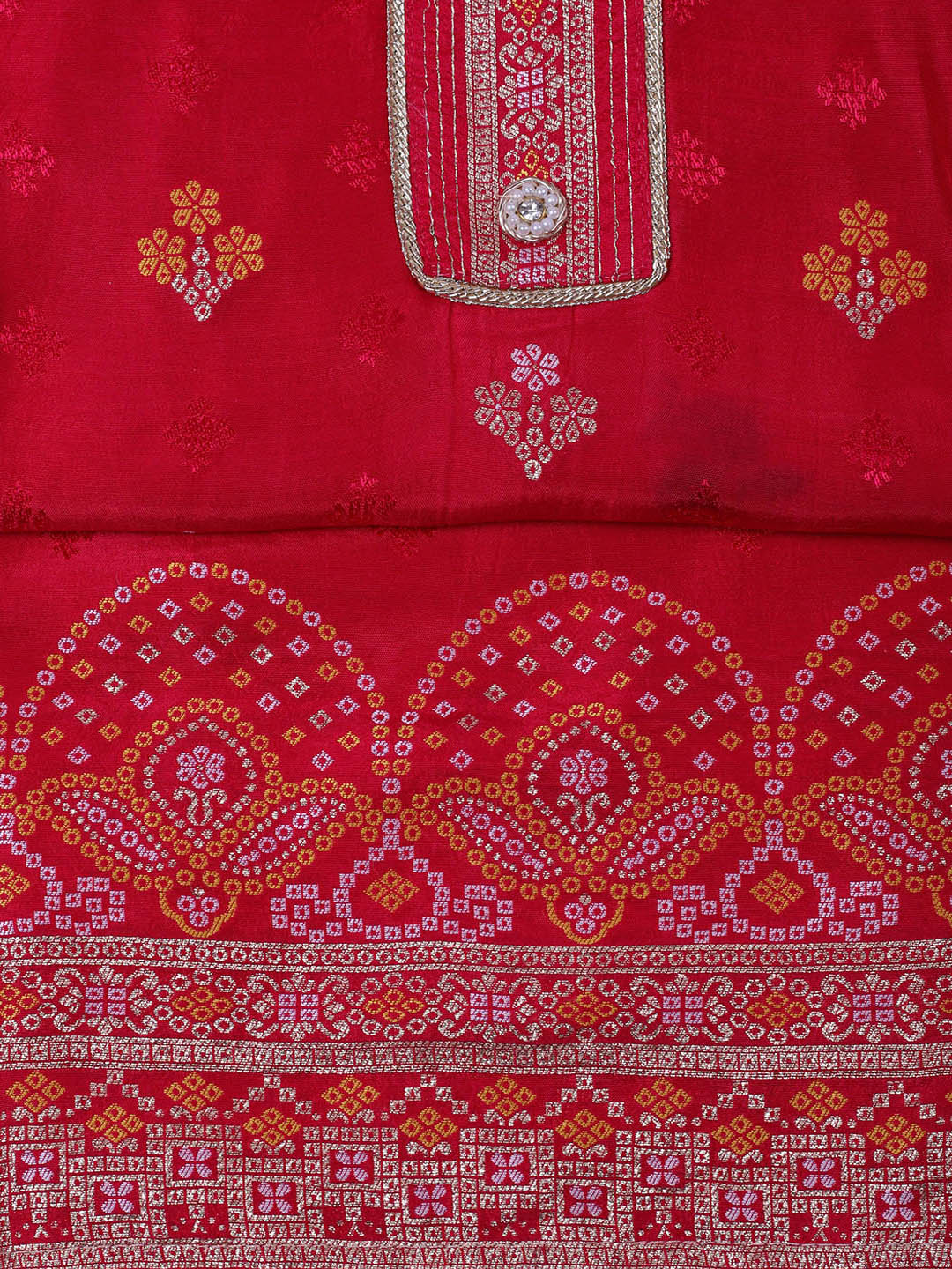 Embroidered Chanderi Unstitched Suit With Dupatta