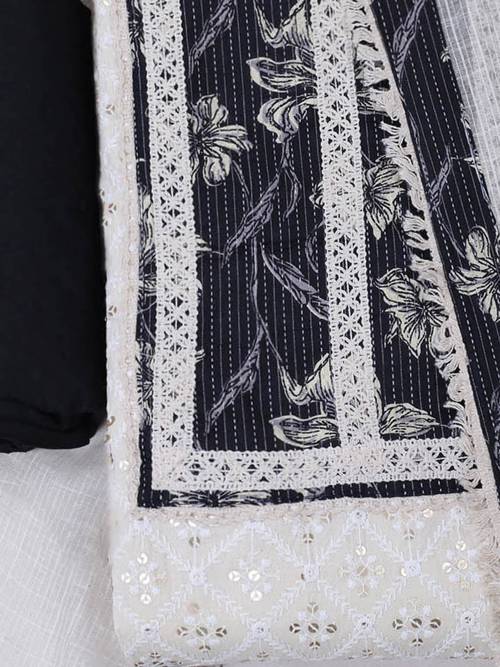 Embroidered Cotton Blend Unstitched Suit With Dupatta