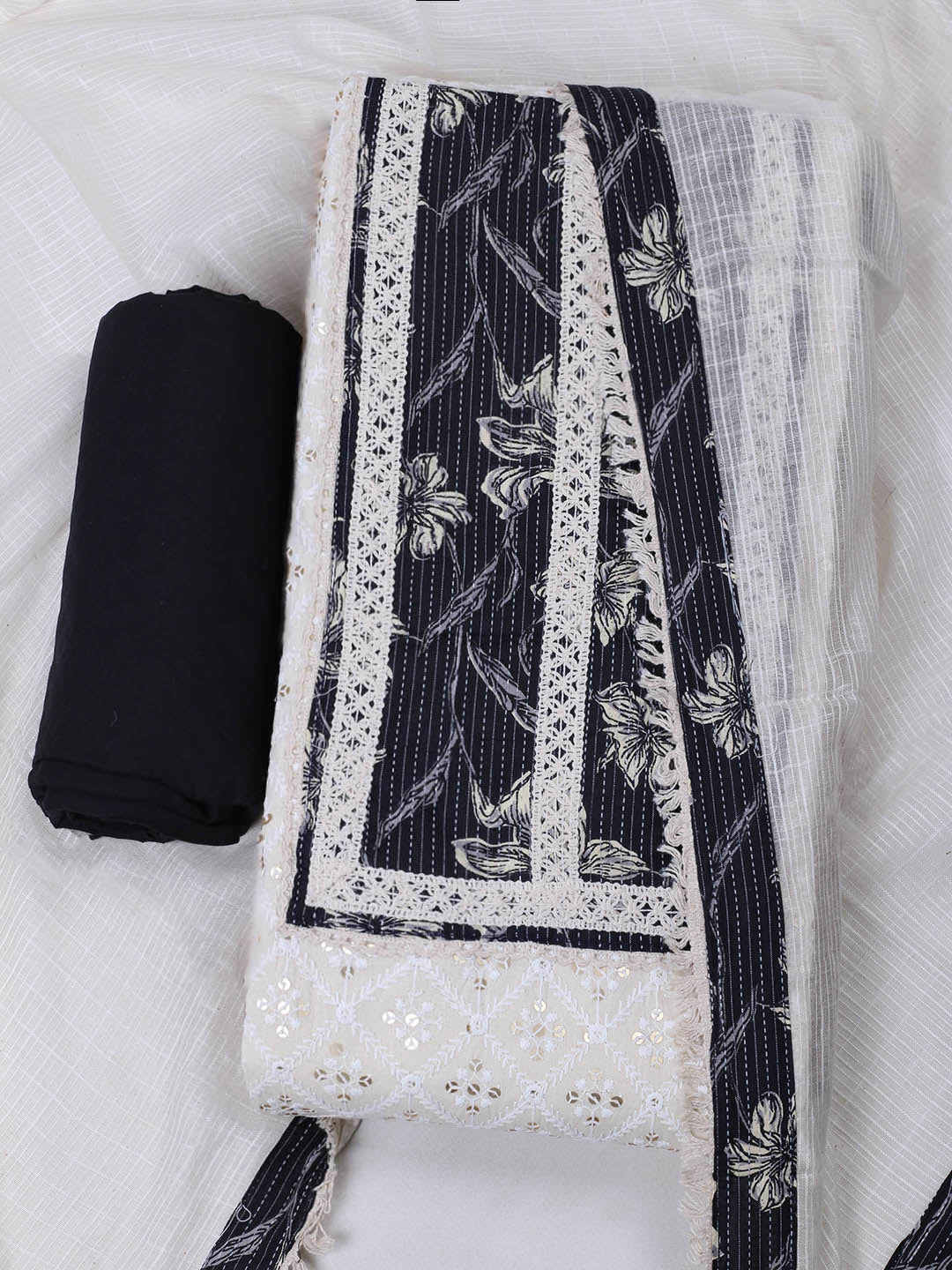 Embroidered Cotton Blend Unstitched Suit With Dupatta