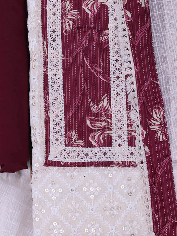 Embroidered Cotton Blend Unstitched Suit With Dupatta