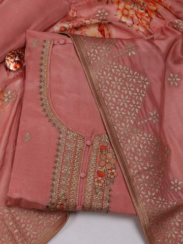 Neck Embroidered Handloom Unstitched Suit Piece With Dupatta