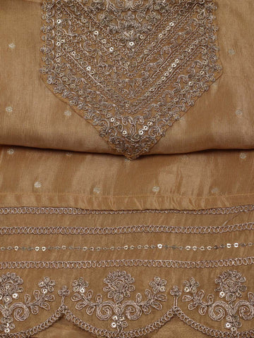 Neck Embroidered Tissue Unstitched Suit Piece With Dupatta