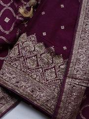 Woven Art Silk Unstitched Suit Piece With Dupatta