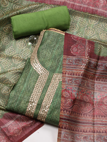 Printed Chanderi Unstitched Suit Piece With Dupatta