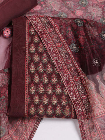 Printed Chanderi Unstitched Suit Piece With Dupatta