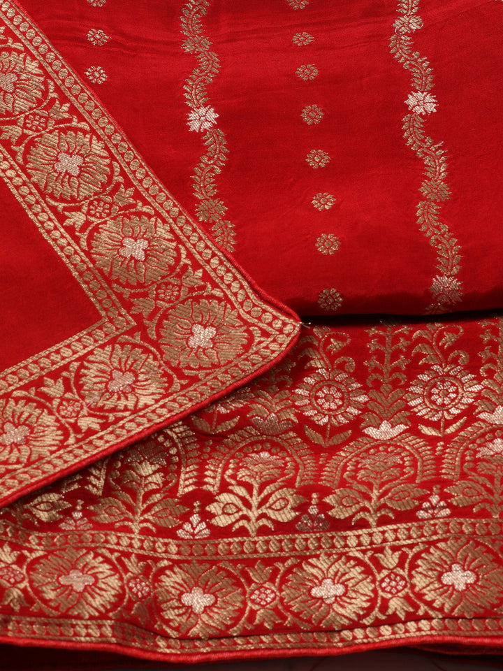 Woven Design Chanderi Unstitched Suit With Dupatta